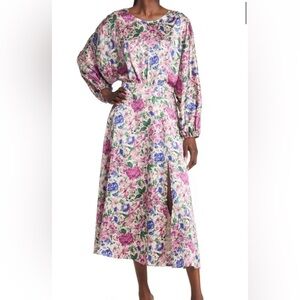 Floret Studios Floral‎ Print Satin Dress Size X-Large